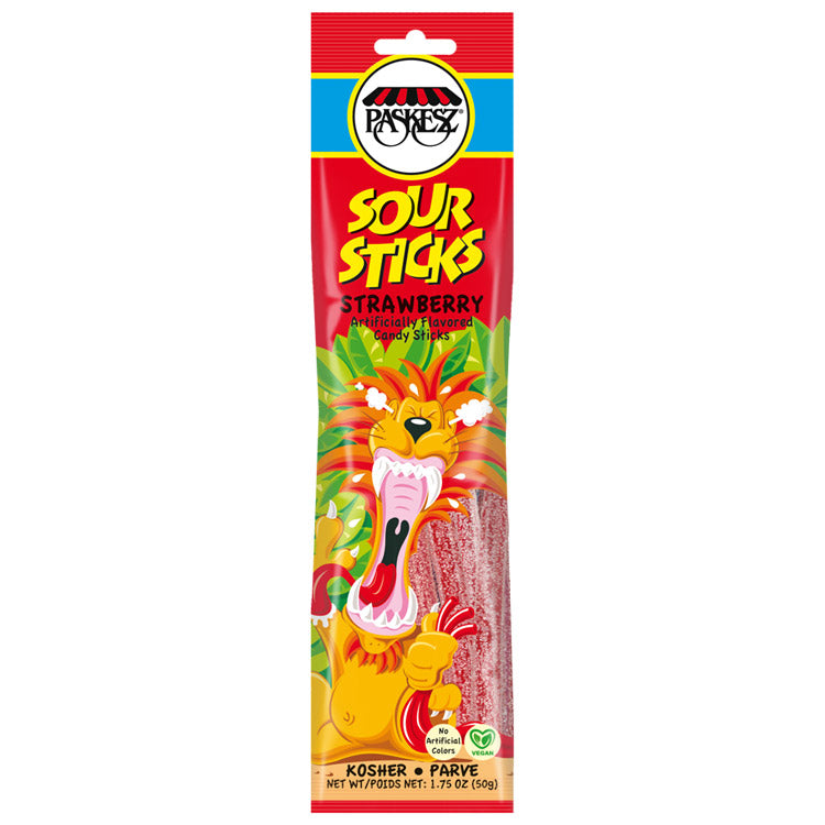 Paskesz Sour Sticks Strawberry 50g