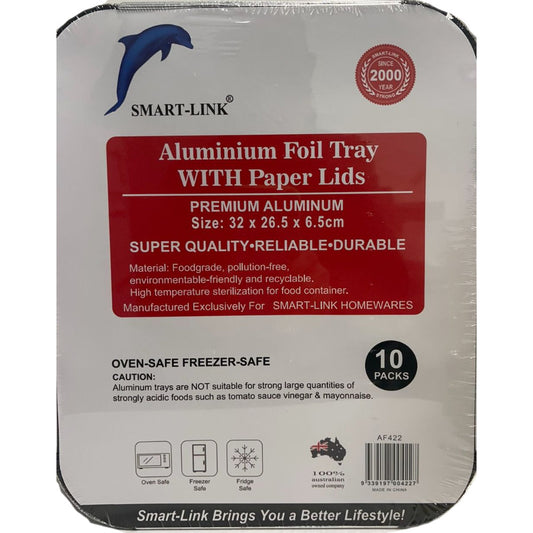 Aluminium foil tray with lids 32x26.5x6.5cm 10pack